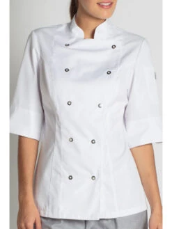 Veste Blanche De Cuisine Manches 3/4 Lady Chef Look 9 Veste Blanche De Cuisine Manches 3/4 Lady Chef Look -Travail Professionnels Vêtements Magasin veste blanche de cuisine manches 3 4 lady chef look 2