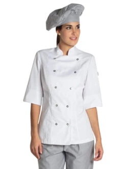 Veste Blanche De Cuisine Manches 3/4 Lady Chef Look