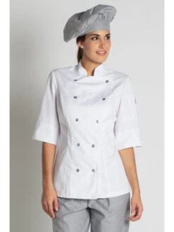 Veste Blanche De Cuisine Manches 3/4 Lady Chef Look 11 Veste Blanche De Cuisine Manches 3/4 Lady Chef Look -Travail Professionnels Vêtements Magasin veste blanche de cuisine manches 3 4 lady chef look 4