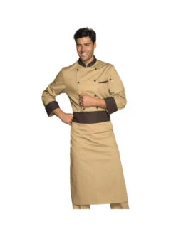 Veste Chef Cuisinier Biscuit Liseré Marron Cacao