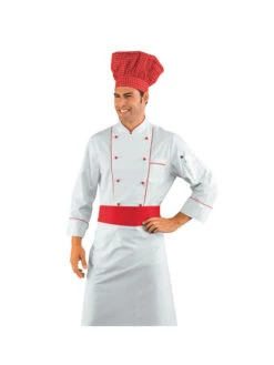 Veste Chef Cuisinier Blanc Et Rouge