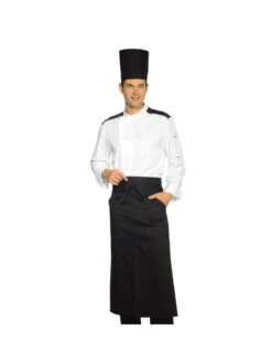 Veste Chef Cuisinier Malaga Blanc Noir Microfibres