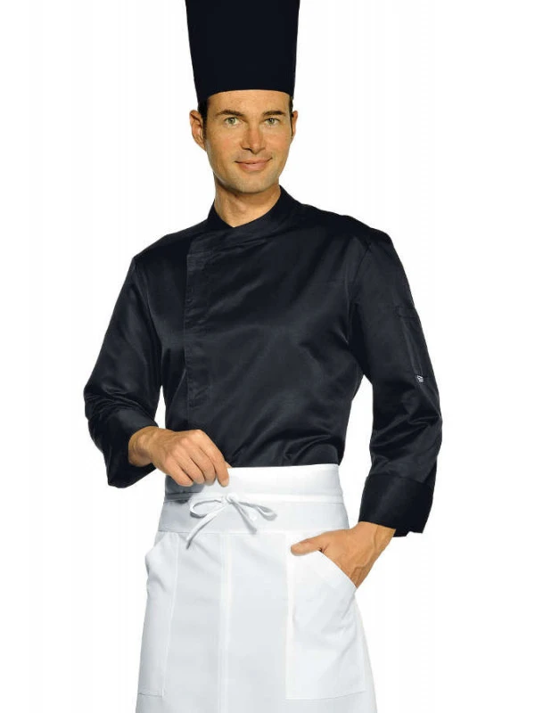 Veste Chef Cuisinier Malaga Noire Microfibres 4 Veste Chef Cuisinier Malaga Noire Microfibres – Image 2
