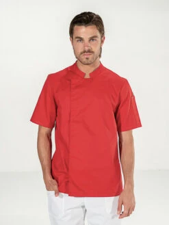 Veste Chef Cuisinier Rouge Manches Courtes COOKIE