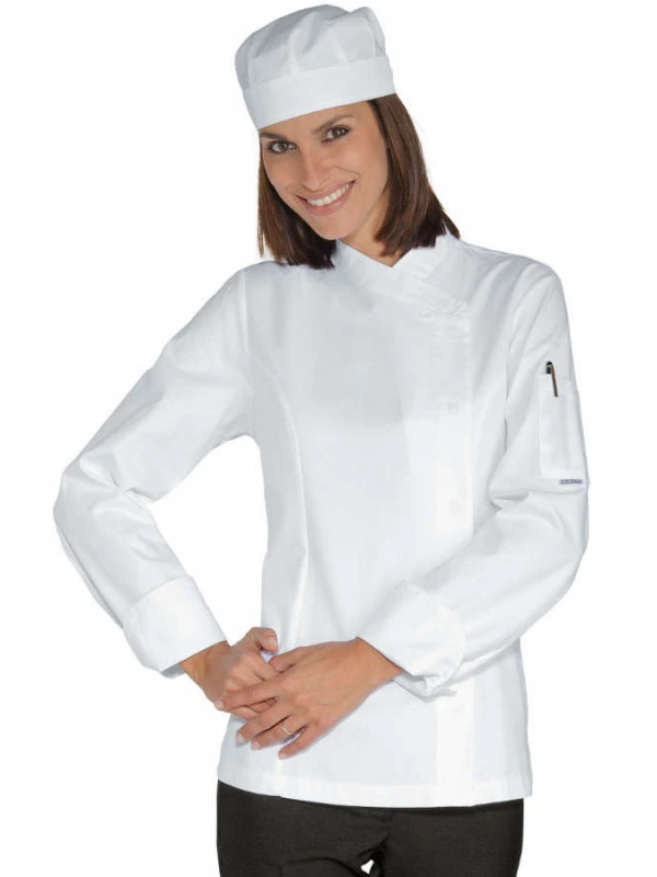Veste Chef Femme Snaps Blanc 100% Coton 4 Veste Chef Femme Snaps Blanc 100% Coton – Image 2