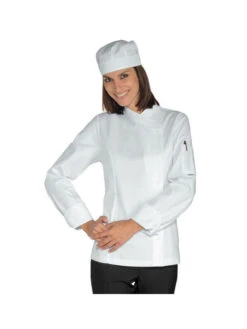 Veste Chef Femme Snaps Blanc 100% Coton