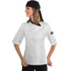 Veste Cuisine Femme Blanche Et Noire 100% Coton -Travail Professionnels Vêtements Magasin veste cuisine femme blanche et noire 100 coton 1