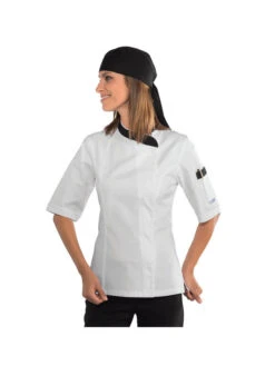 Veste Cuisine Femme Blanche Et Noire 100% Coton