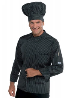 Veste Cuisinier Noir Et Blanc Vienna -Travail Professionnels Vêtements Magasin veste cuisinier noir et blanc vienna 1