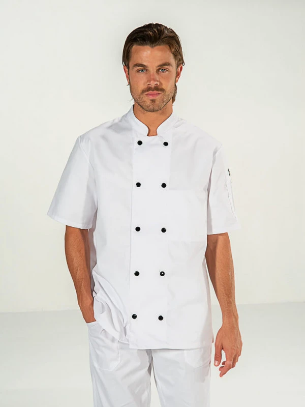 Veste De Cuisine Blanche Manches Courtes MIXTE FABRICE 3 Veste De Cuisine Blanche Manches Courtes MIXTE FABRICE