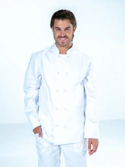 Veste De Cuisine Blanche Manches Longues 100% Coton Mixte STEPHANE