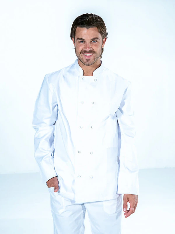 Veste De Cuisine Blanche Manches Longues 100% Coton Mixte STEPHANE 3 Veste De Cuisine Blanche Manches Longues 100% Coton Mixte STEPHANE