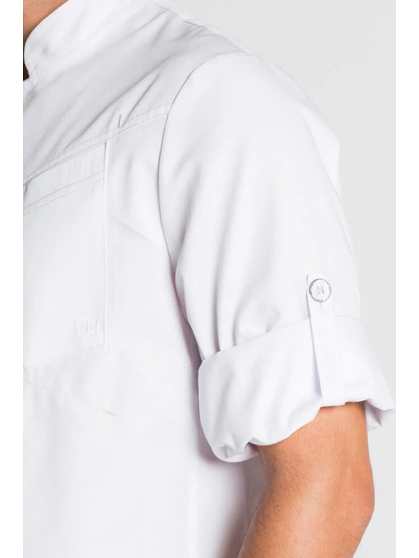 Veste De Cuisine Blanche Manches Retroussables Chef Look 5 Veste De Cuisine Blanche Manches Retroussables Chef Look – Image 3