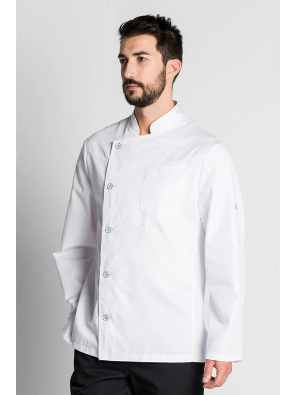 Veste De Cuisine Blanche Manches Retroussables Chef Look 6 Veste De Cuisine Blanche Manches Retroussables Chef Look – Image 4