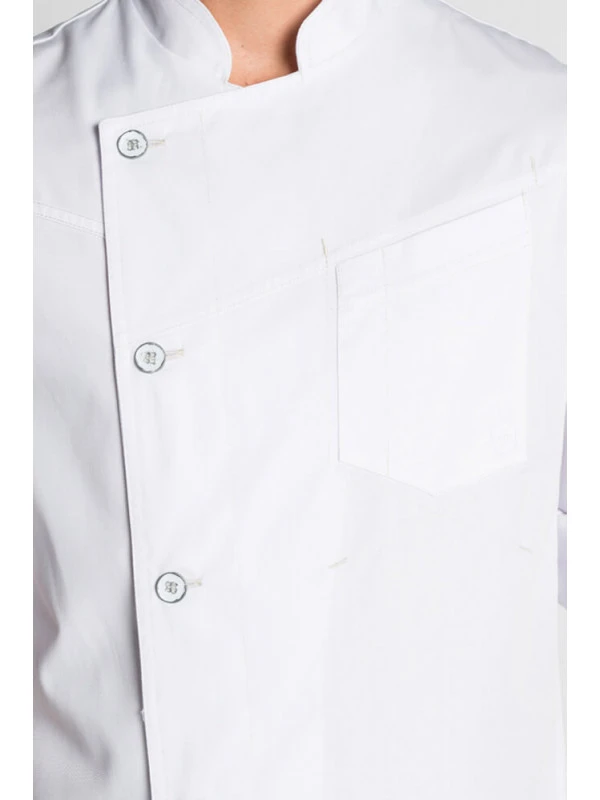 Veste De Cuisine Blanche Manches Retroussables Chef Look 7 Veste De Cuisine Blanche Manches Retroussables Chef Look – Image 5