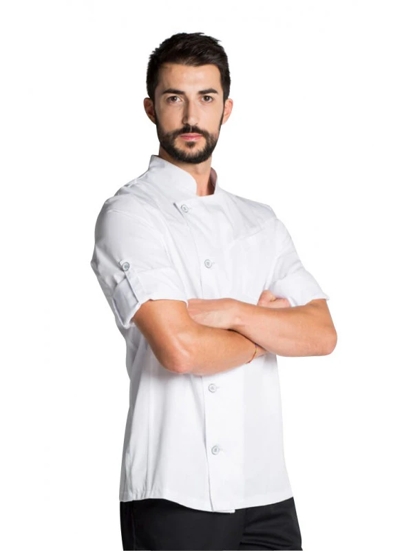 Veste De Cuisine Blanche Manches Retroussables Chef Look 3 Veste De Cuisine Blanche Manches Retroussables Chef Look