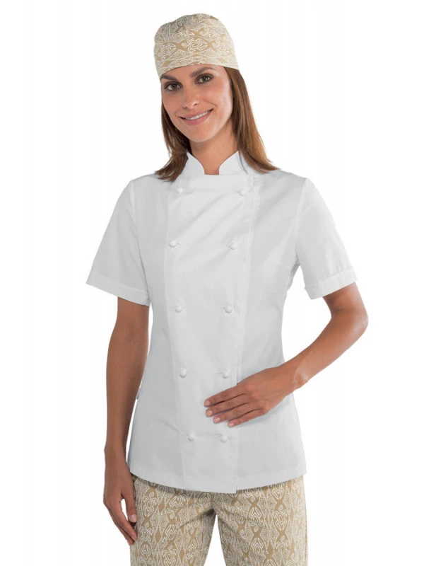 Veste De Cuisine Blanche Pour Femme Tissu Extra Léger 4 Veste De Cuisine Blanche Pour Femme Tissu Extra Léger – Image 2