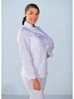 Veste De Cuisine Femme 100% Coton White Look -Travail Professionnels Vêtements Magasin veste de cuisine femme 100 coton white look 2