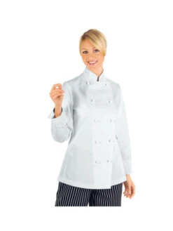 Veste De Cuisine Femme 100% Coton White Look -Travail Professionnels Vêtements Magasin veste de cuisine femme 100 coton white look 5