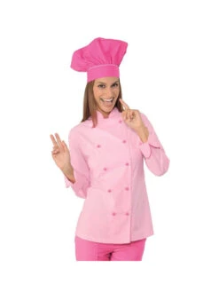 Veste De Cuisine Femme Ultra Légère Rose Liseré Fuchsia