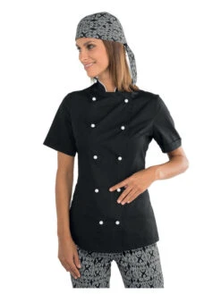 Veste De Cuisine Noire Et Blanche Pour Femme Tissu Extra Léger