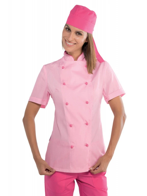 Veste De Cuisine Rose Pour Femme Tissu Extra Léger 4 Veste De Cuisine Rose Pour Femme Tissu Extra Léger – Image 2