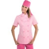 Veste De Cuisine Rose Pour Femme Tissu Extra Léger -Travail Professionnels Vêtements Magasin veste de cuisine rose pour femme tissu extra leger