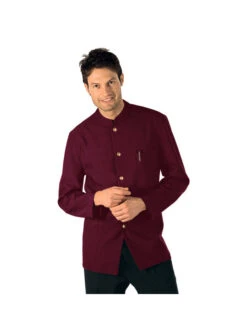 Veste De Service Col Mao Bordeaux 100% Coton