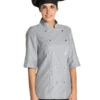 Veste Grise De Cuisine Manches 3/4 Lady Chef Look -Travail Professionnels Vêtements Magasin veste grise de cuisine manches 3 4 lady chef look