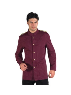 Veste Major D' Homme Rayé Bordeaux Epaulettes Tressées 100% Coton