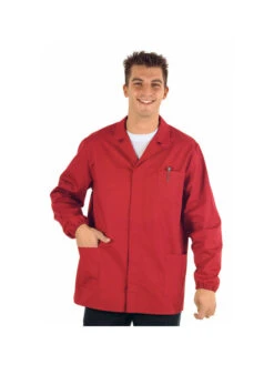 Veste Médicale Homme Manches Longues Sport Rouge