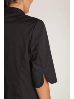 Veste Noire De Cuisine Manches 3/4 Lady Chef Look -Travail Professionnels Vêtements Magasin veste noire de cuisine manches 3 4 lady chef look 2