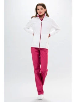 Veste Polaire Médicale Passe Couloir Infirmiere Blanc Rose -Travail Professionnels Vêtements Magasin veste polaire medicale passe couloir infirmiere blanc rose 1 4