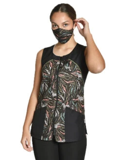 Veste Sans Manches En Microfibre Noire à Motifs